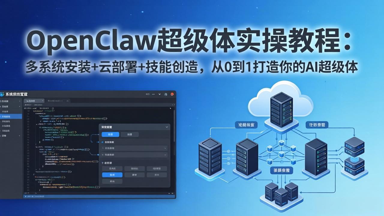 OpenClaw-小龙虾 超级体实操教程:多系统安装+云部署+技能创造,从0到1打造你的AI超级体-初遇资源网