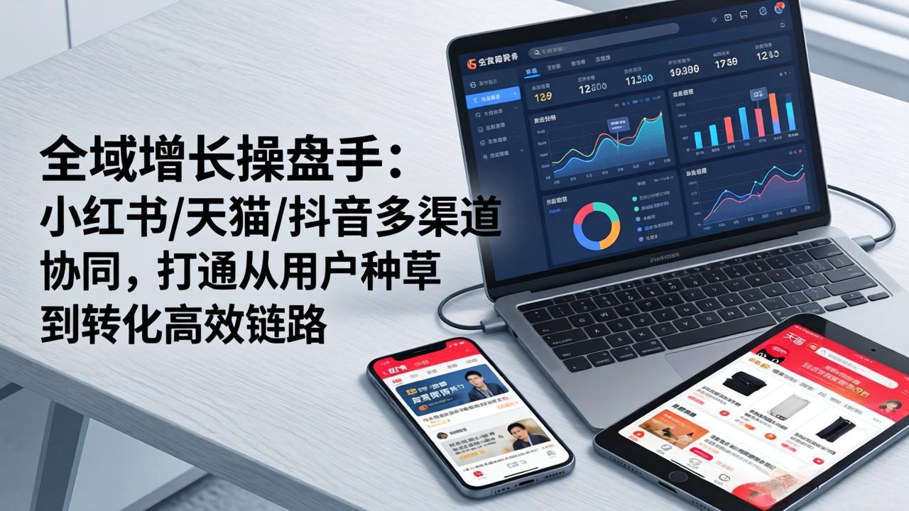 全域增长操盘手:小红书/天猫/抖音多渠道协同,打通从用户种草到转化高效链路-初遇资源网