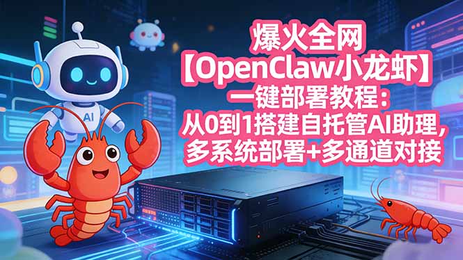 爆火全网【OpenClaw 小龙虾】一键部署教程：从0到1搭建自托管AI助理，多系统部署+多通道对接-初遇资源网