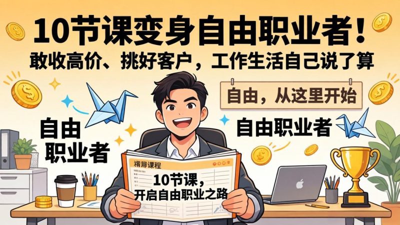 10 节课变身自由职业者！敢收高价、挑好客户，工作生活自己说了算-初遇资源网