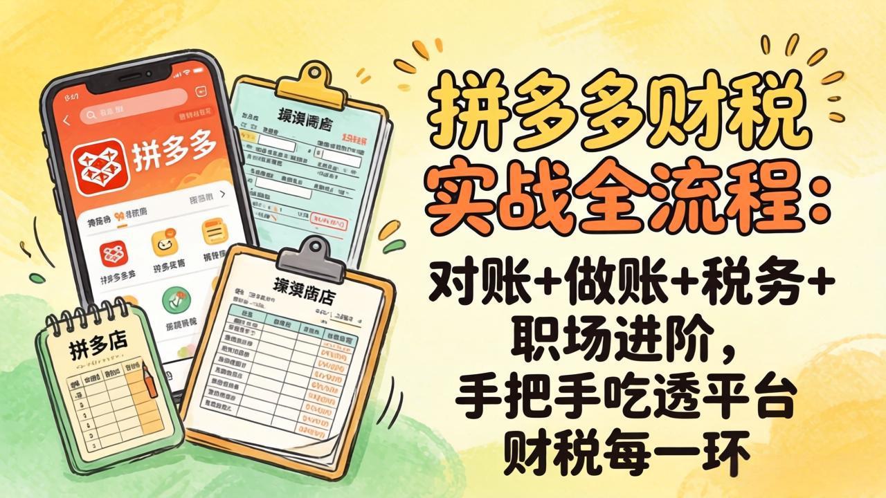 【中创网】拼多多财税实操全流程：对账+做账+税务+职场进阶，手把手吃透平台财税每一环 - 初遇资源网