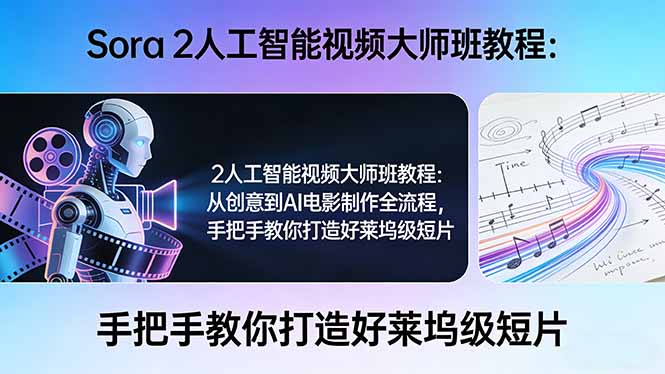 Sora 2人工智能视频大师班教程:从创意到AI电影制作全流程,手把手教你打造好莱坞级短片-初遇资源网