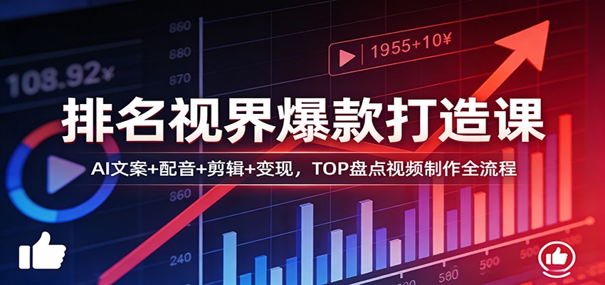 【福缘网创】排名视界爆款打造课：AI文案+配音+剪辑+变现，TOP盘点视频制作全流程 - 初遇资源网