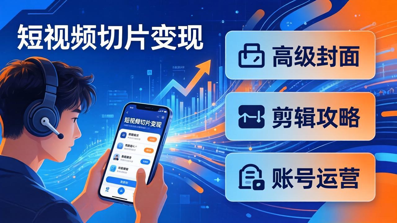 【中创网】短视频切片变现速成班2.0：高级封面+剪辑攻略+账号运营，0基础小白快速入局副业 - 初遇资源网