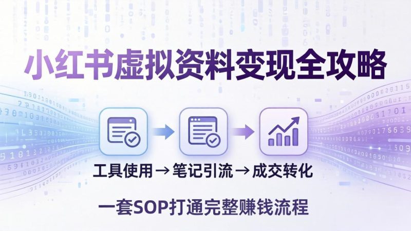 小红书虚拟资料变现全攻略：从工具使用到笔记引流成交，一套 SOP 打通完整赚钱流程-初遇资源网