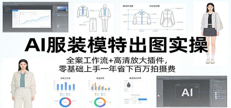 AI服装模特出图实操：全案工作流+ 高清放大插件，零基础上手一年省下百万拍摄费-初遇资源网