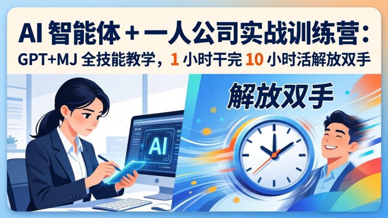 AI 智能体 + 一人公司实战训练营:GPT+MJ 全技能教学,1 小时干完 10 小时活解放双手-初遇资源网