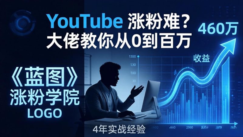 YouTube 涨粉难?《蓝图涨粉学院》:4 年赚 460 万的大佬教策略,从0到百万有路径!-初遇资源网