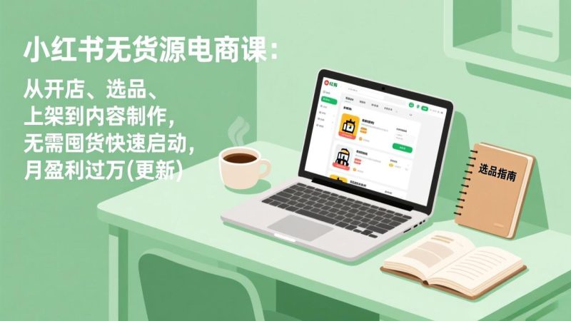 小红书无货源电商课(3月更新)：从开店、选品、上架到内容制作，无需囤货快速启动，月盈利过万-初遇资源网