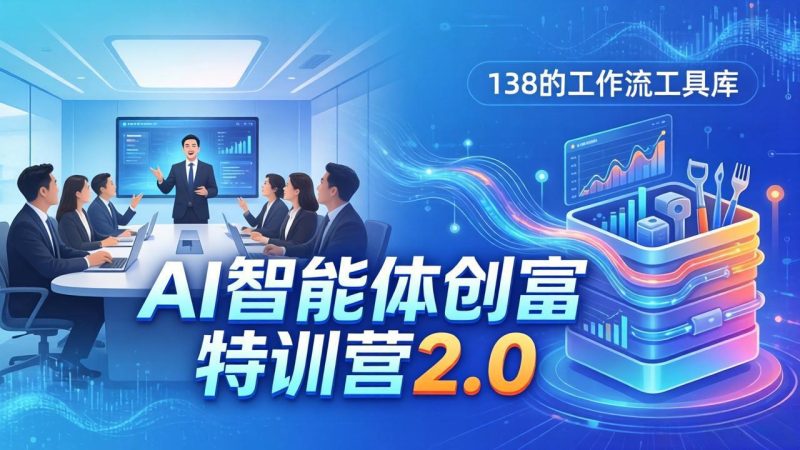 AI智能体创富训练营2.0：3天闭门直播+视频课+工具库，从0到1搭建智能体附138个工作流-初遇资源网