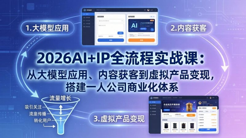 2026AI+IP全流程实战课：从大模型应用、内容获客到虚拟产品变现，搭建一人公司商业化体系-初遇资源网