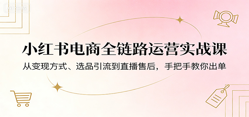 【福缘网创】小红书电商全链路运营实战课：从变现方式、选品引流到直播售后，手把手教你出单 - 初遇资源网