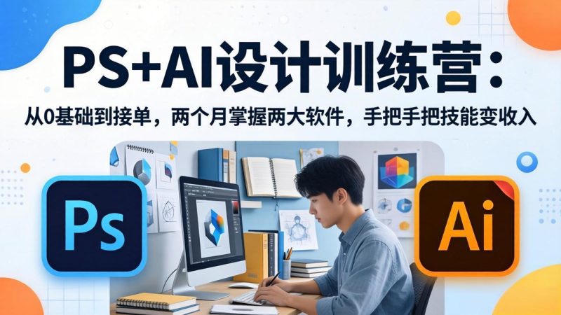 PS+AI设计训练营:从0基础到接单,两个月掌握两大软件,手把手把技能变收入-初遇资源网