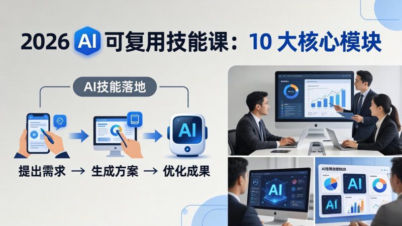 2026AI可复用技能-4月新课:10大核心模块,手把手教你把AI用进工作、产出成果-初遇资源网
