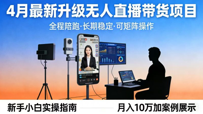 4月最新升级 无人直播 带货 全程陪跑  长期稳定 可矩阵  每天半小时新手小白实操月入 十万-初遇资源网
