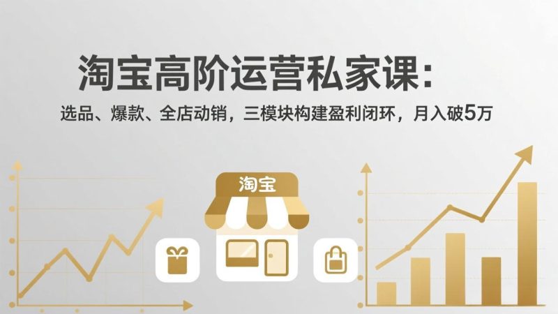 淘宝高阶运营私家课(更新26年4月):选品、爆款、全店动销,三模块构建盈利闭环,月入破5万-初遇资源网