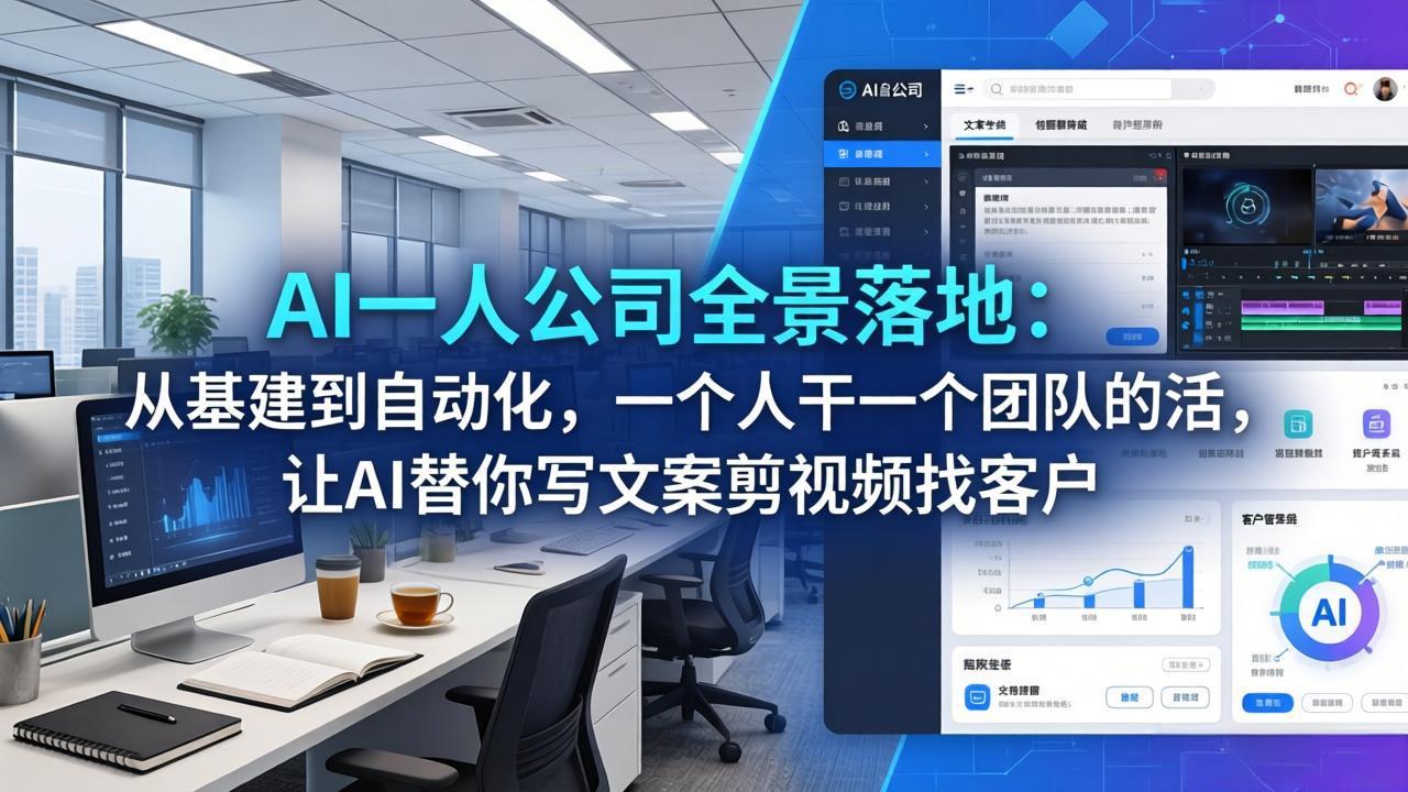【中创网】AI一人公司全景落地：从基建到自动化，一个人干一个团队的活，让AI替你写文案剪视频找客户 - 初遇资源网