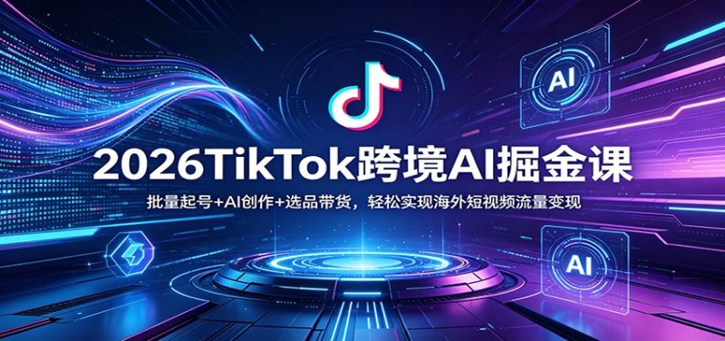 2026TikTok跨境AI掘金课：批量起号+AI创作+选品带货，轻松实现海外短视频流量变现-初遇资源网