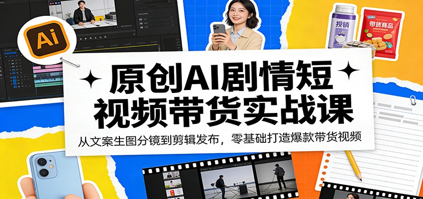 【福缘网创】原创AI剧情短视频带货实战课：从文案生图分镜到剪辑发布，零基础打造爆款带货视频 - 初遇资源网