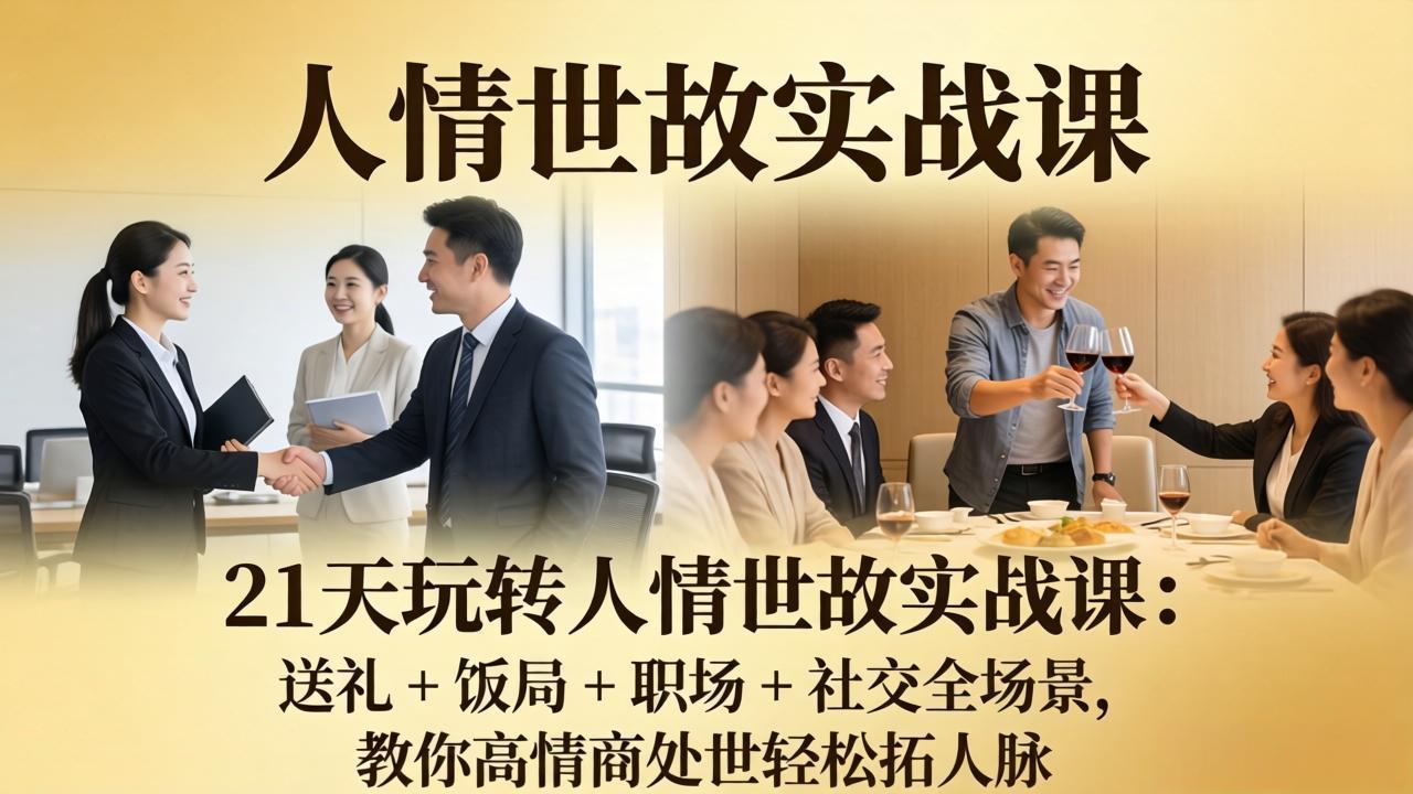 【中创网】21 天玩转人情世故实战课：送礼 + 饭局 + 职场 + 社交全场景，教你高情商处世轻松拓人脉 - 初遇资源网