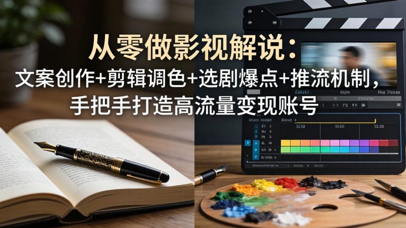 从零做影视解说：文案创作+剪辑调色+选剧爆点+推流机制，手把手打造高流量变现账号-初遇资源网