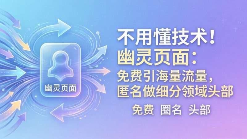 不用懂技术！幽灵页面：免费引海量流量，匿名做细分领域头部-初遇资源网