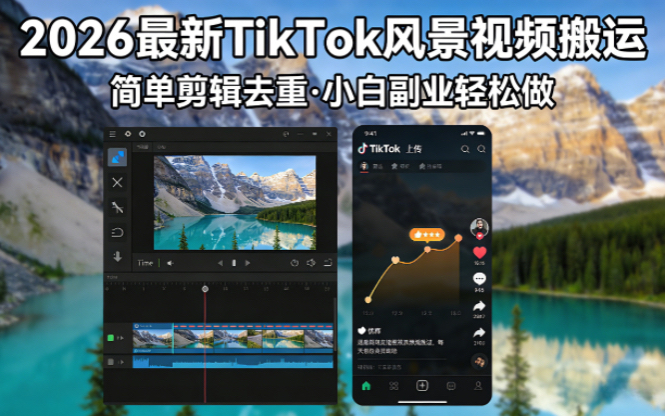 2026最新TikTok风景视频搬运简单剪辑去重小白副业月入 8000-初遇资源网