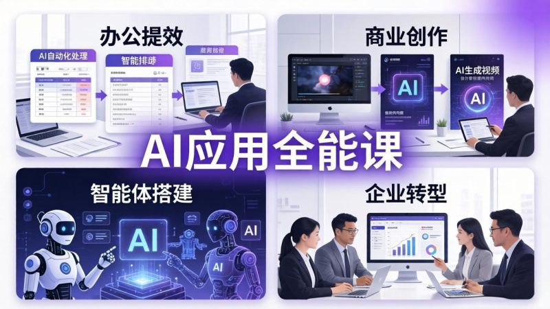 AIGC 应用师全能课-更新：办公提效、商业创作、智能体搭建、企业转型，一站式学会AI应用-初遇资源网