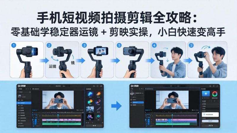 手机短视频拍摄剪辑全攻略：零基础学稳定器运镜 + 剪映实操，小白快速变高手-初遇资源网