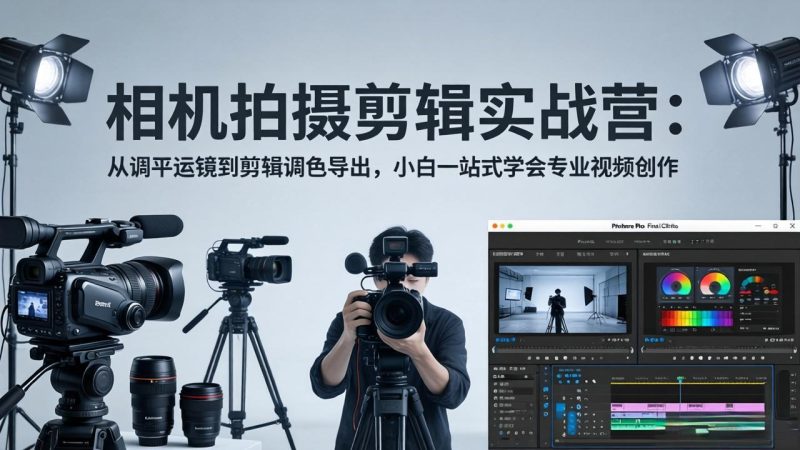 相机拍摄剪辑实战营:从调平运镜到剪辑调色导出,小白一站式学会专业视频创作-初遇资源网