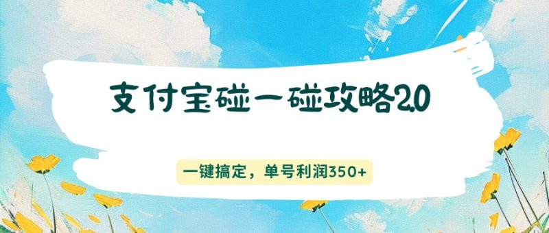 支付宝碰一碰攻略2.0，一键搞定，单号利润350+-初遇资源网