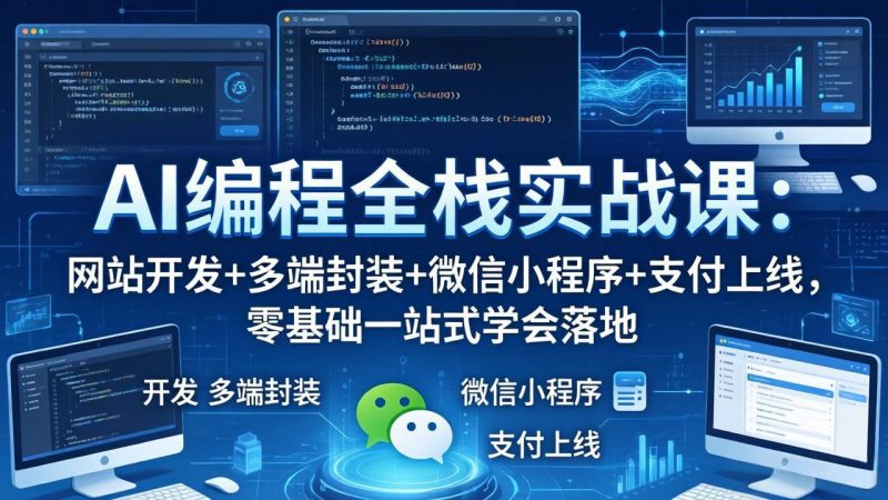 AI编程全栈实战课：网站开发+多端封装+微信小程序+支付上线，零基础一站式学会落地-初遇资源网