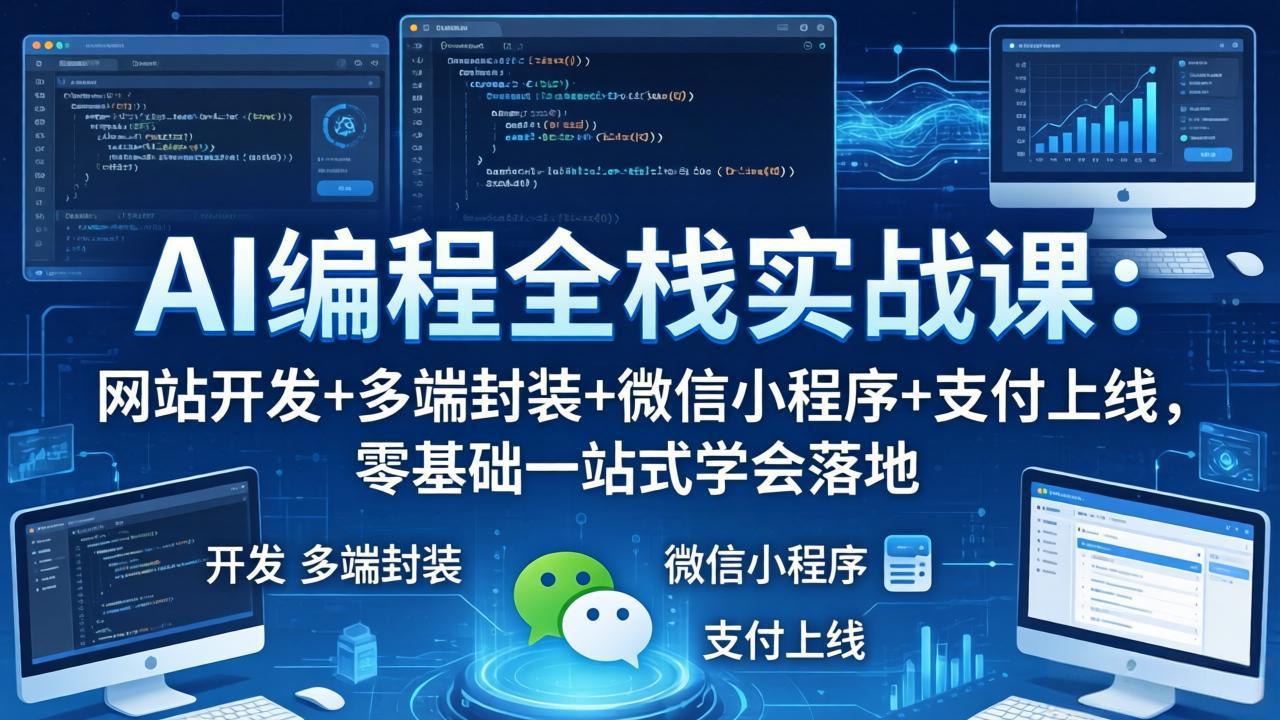 【中创网】AI编程全栈实战课：网站开发+多端封装+微信小程序+支付上线，零基础一站式学会落地 - 初遇资源网