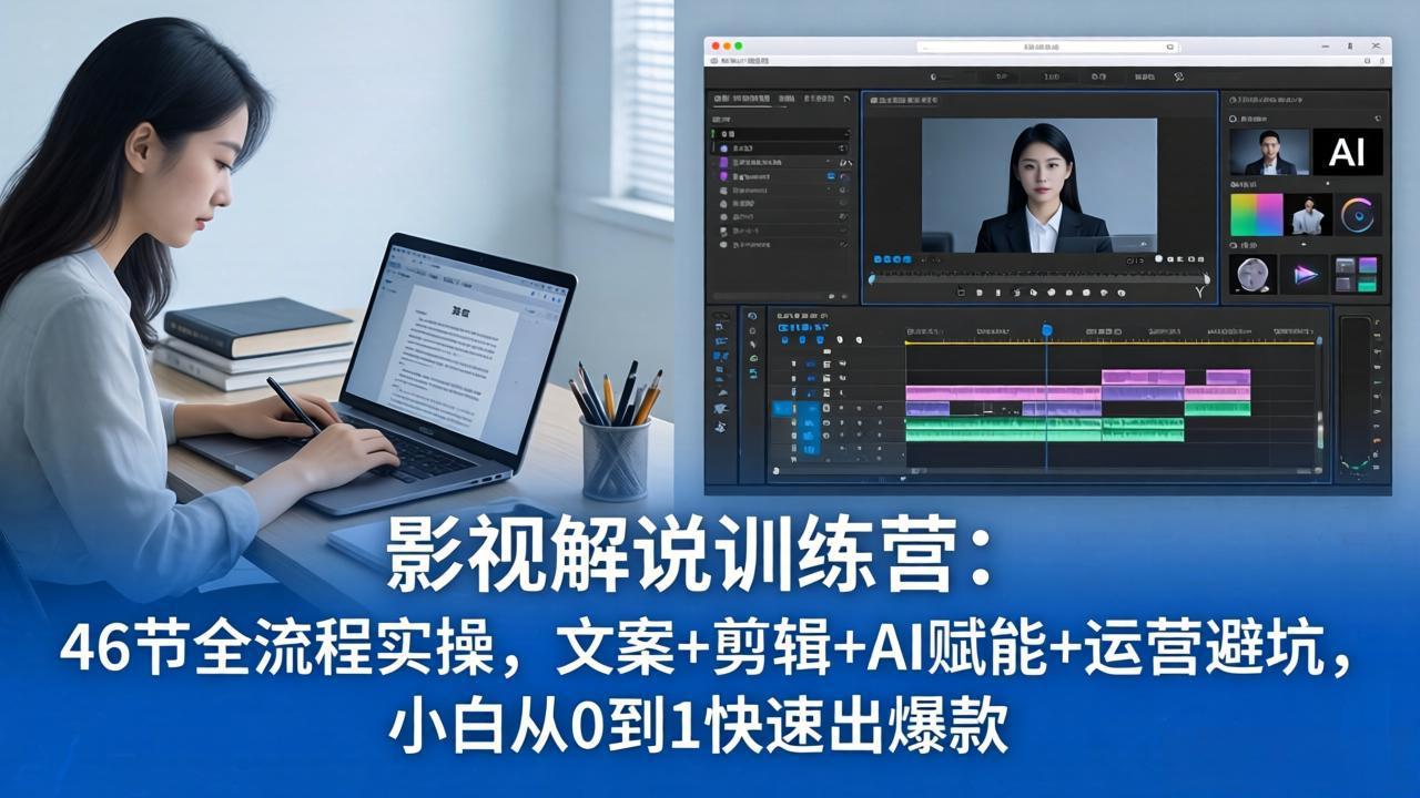 【中创网】影视解说特训营：46节全流程实操，文案+剪辑+AI赋能+运营避坑，小白从0到1快速出爆款 - 初遇资源网
