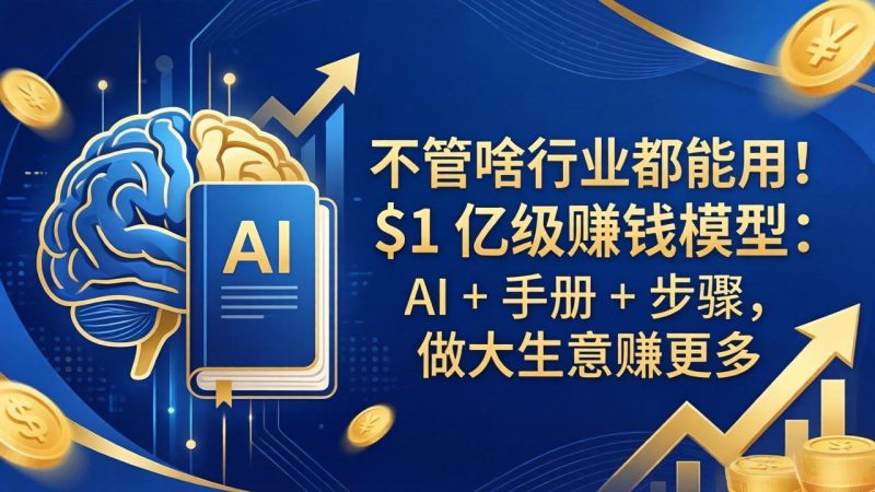 不管啥行业都能用！$1 亿级赚钱模型：AI + 手册 + 步骤，做大生意赚更多-初遇资源网