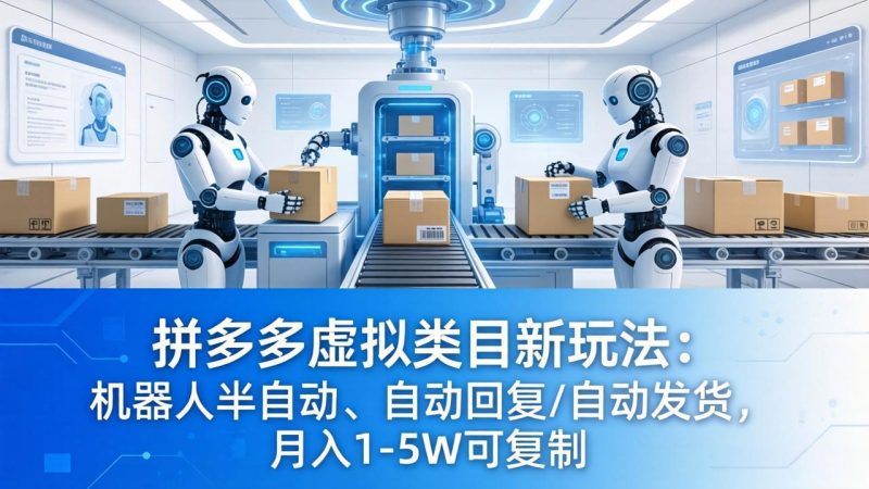 拼多多虚拟类目新玩法：机器人半自动、自动回复 /自动发货，月入 1-5W 可复制-初遇资源网