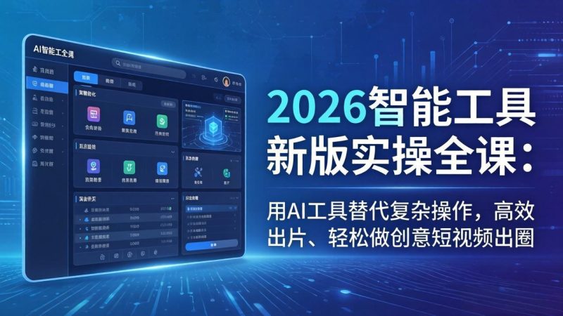 2026智能工具新版实操全课:用AI工具替代复杂操作,高效出片、轻松做创意短视频出圈-初遇资源网