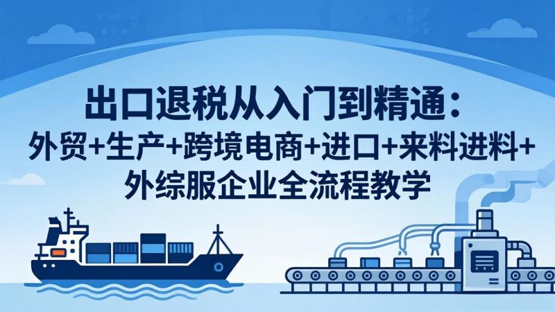 出口退税从入门到精通：外贸+生产+跨境电商+进口+来料进料+外综服企业全流程教学-初遇资源网