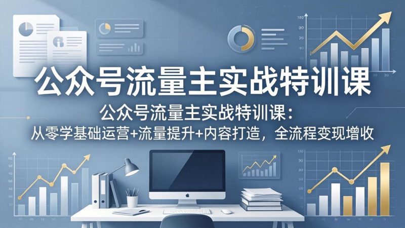 公众号流量主实战特训课：从零学基础运营+流量提升+内容打造，全流程变现增收-初遇资源网