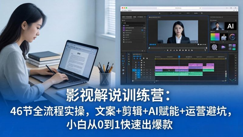 影视解说特训营：46节全流程实操，文案+剪辑+AI赋能+运营避坑，小白从0到1快速出爆款-初遇资源网