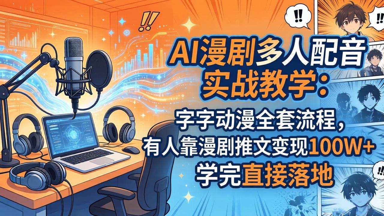 【中创网】AI漫剧多人配音实战教学：字字动漫全套流程，有人靠漫剧推文变现100W+，学完直接落地 - 初遇资源网