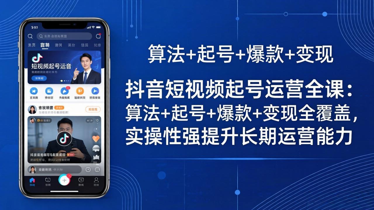 【中创网】抖音短视频起号运营全课：算法+起号+爆款+变现全覆盖，实操性强提升长期运营能力 - 初遇资源网