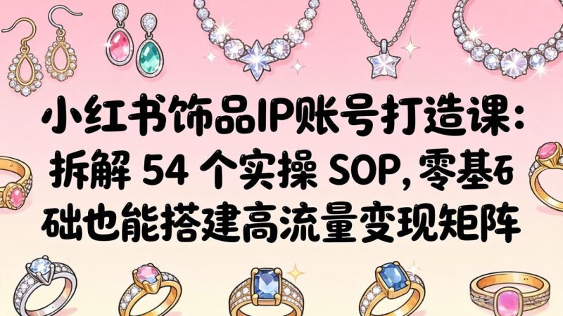 小红书饰品IP账号打造课:拆解 54 个实操 SOP,零基础也能搭建高流量变现矩阵-初遇资源网