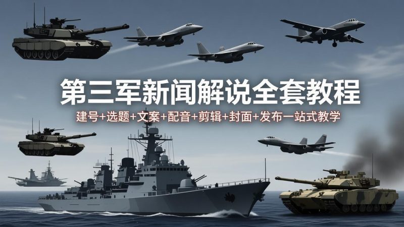 第三军迷新闻解说全套教程：建号+选题+文案+配音+剪辑+封面+发布一站式教学-初遇资源网