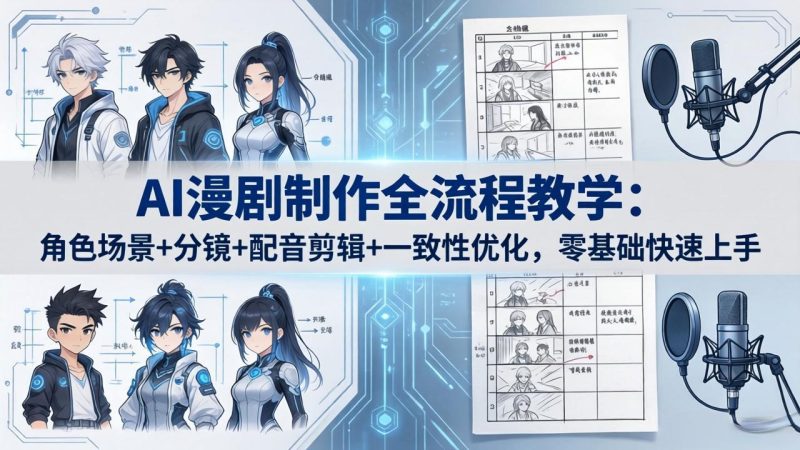 AI漫剧制作全流程教学：角色场景+分镜+配音剪辑+一致性优化，零基础快速上手-初遇资源网