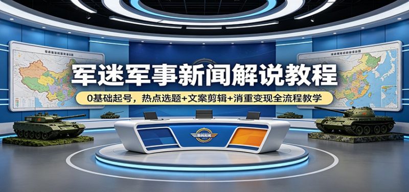 军迷军事新闻解说教程：0基础起号，热点选题+文案剪辑+消重变现全流程教学-初遇资源网