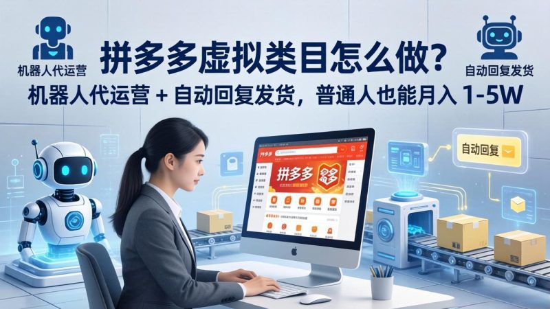 拼多多虚拟类目怎么做？机器人代运营 + 自动回复发货，普通人也能月入 1-5W-初遇资源网