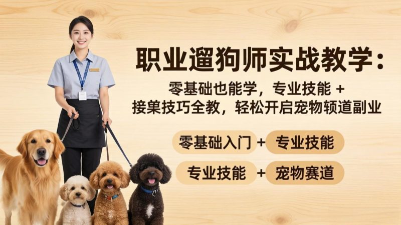 职业遛狗师实战教学：零基础也能学，专业技能 + 接单技巧全教，轻松开启宠物赛道副业-初遇资源网