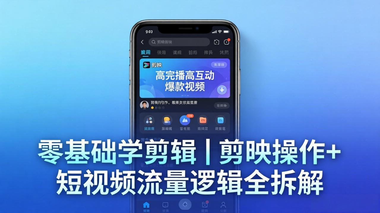【中创网】【零基础学剪辑】剪映操作+短视频流量逻辑全拆解｜手把手教你剪出高完播高互动爆款视频 - 初遇资源网