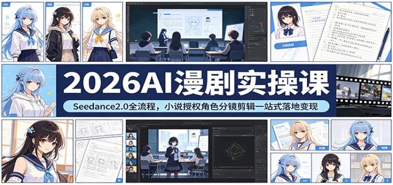 2026AI漫剧实操课：Seedance2.0全流程，小说授权角色分镜剪辑一站式落地变现-初遇资源网